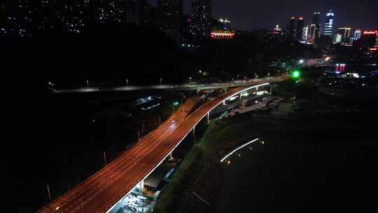 航拍重庆城市夜景交通建筑