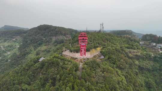 四川达州凤凰山风景名胜区凤凰楼航拍