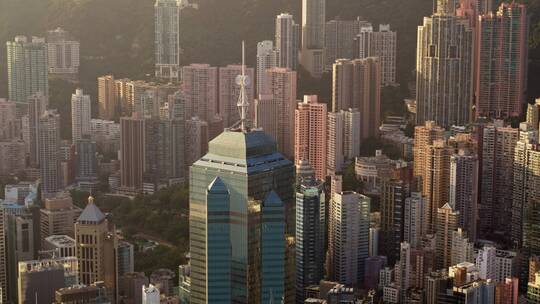 香港航拍港岛大景清晨日出