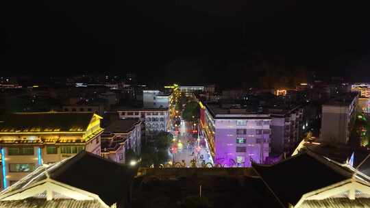 湖南怀化通道廊桥侗族廊桥风雨桥夜景航拍