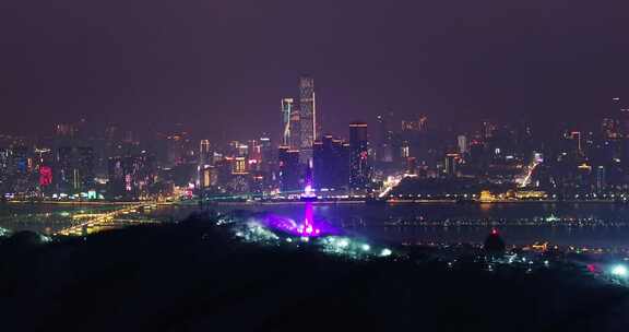 4k长沙岳麓山雪后夜景