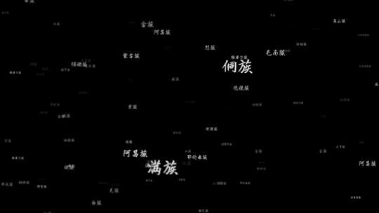 中国56个民族名字文字冲屏带通道素材视频素材模板下载