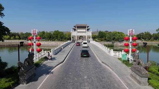 聊城古城全景航拍光岳楼城市航拍旅游旅行