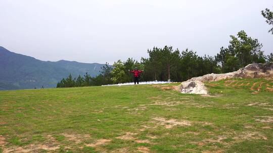 动力滑翔伞 基地 山顶美景 飞行