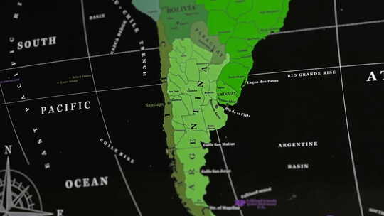 世界地图上的南美国家