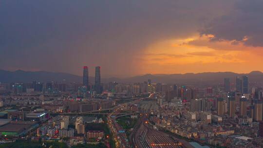 昆明米半春天楼顶航拍昆明城市全景