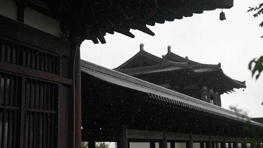 雨天惊蛰屋檐下雨雨水谷雨挂建筑禅意古风