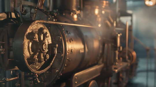 第一次工业革命赛博朋克蒸汽机火车头4K