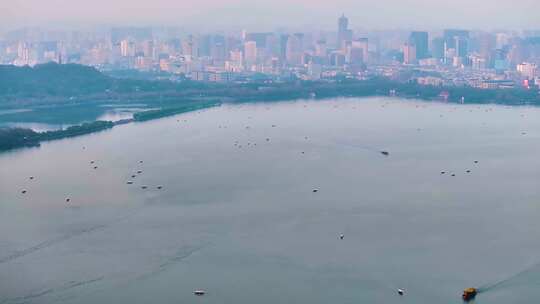 唯美杭州西湖美景大自然风光航拍杭州风景景