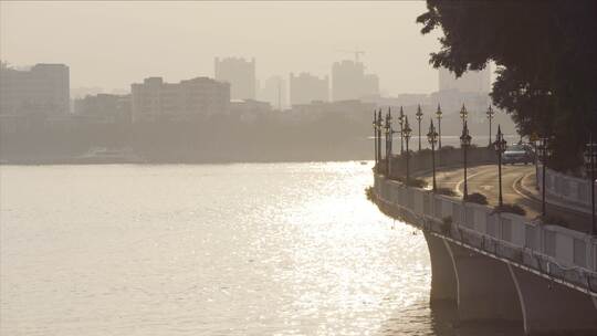 【空镜】4K城市景观-江边黄昏水面-多景别