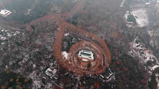 南京钟山名胜景区美龄宫雪景航拍