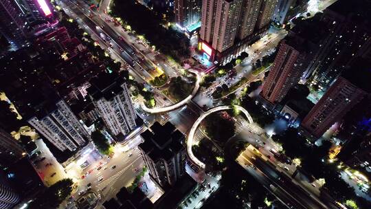 航拍广州夜晚现代城市都市风光