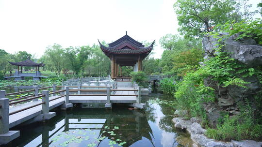 武汉硚口区园博园杭州园风景视频素材模板下载