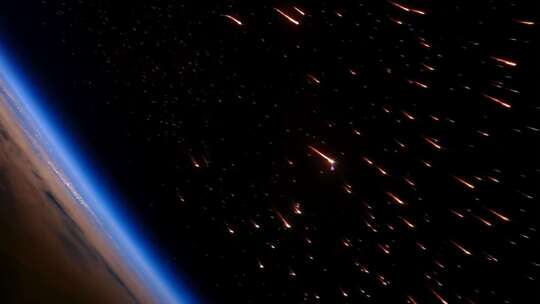 太空中流星划过地球景象