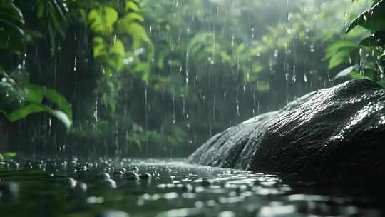 雨中的自然景观，春天雨水空境唯美