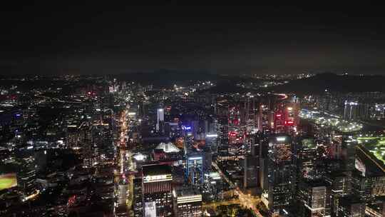 深圳南山区CBD高楼大厦夜景航拍