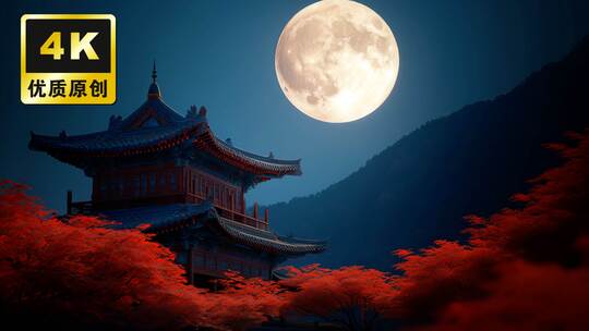 中秋圆月月亮满月明月意境唯美中秋节赏月