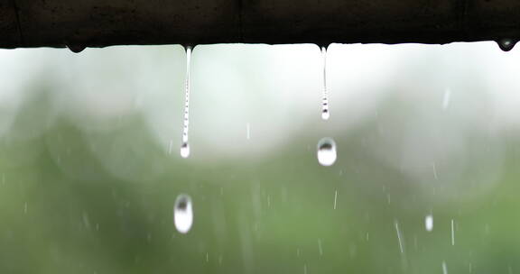 下雨唯美意境空镜雨景雨滴特写