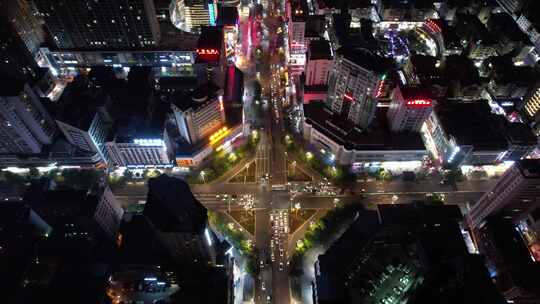 贵州凯里北京西路城市夜景灯光交通航拍