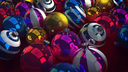 4K多彩圣诞球灯笼新年贺卡制作背景视频素材模板下载