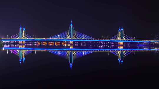 通州上营大桥运河大桥夜景灯光秀
