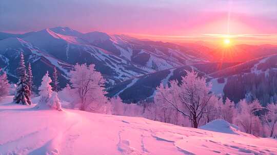 日照金山雪山雪景唯美风景风光美景ai素材