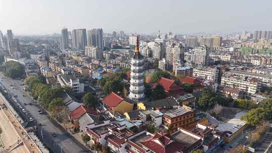 航拍安徽安庆迎江寺历史文化古建筑