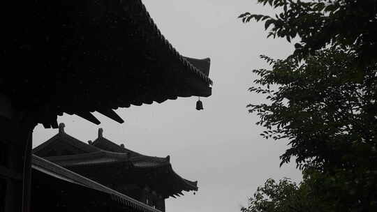 雨天惊蛰屋檐下雨雨水谷雨挂建筑禅意古风