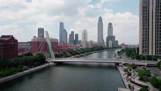 天津海河风景城市建筑风光航拍