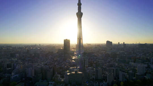 日本东京晴空塔城市航拍