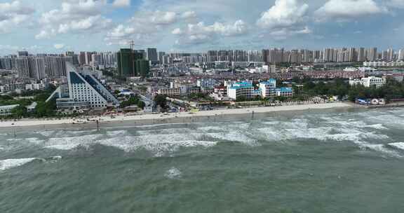 北海侨港海滩海景航拍