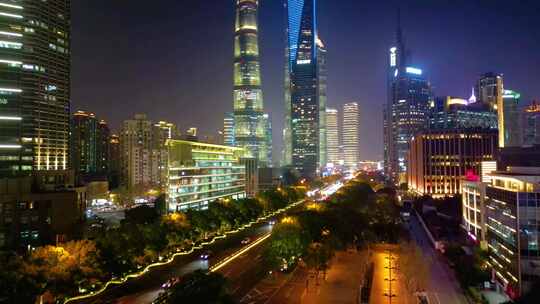 上海市浦东新区陆家嘴城市夜晚夜景风景视频