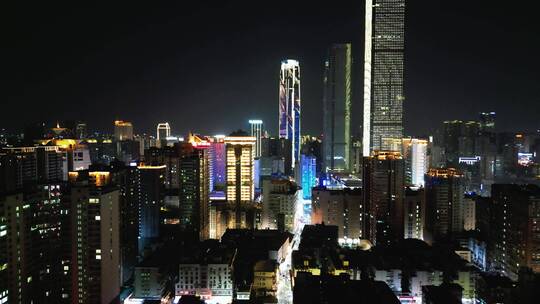 合集湖南长沙国金中心世贸大厦夜景4K航拍