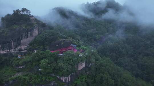 航拍武夷山风景区国家森林公园丹霞地貌风光