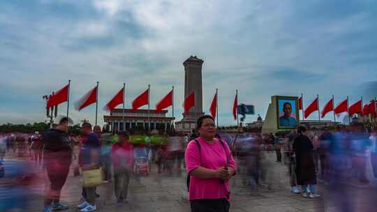 北京天安门广场人民英雄纪念碑大范围延时