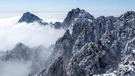 黄山雪景云海延时