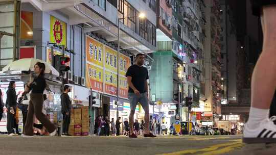 香港街景夜景视频素材模板下载