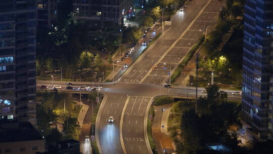 4K 十字路口车流夜间夜景