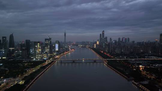 广东省广州市夜景城市风光航拍