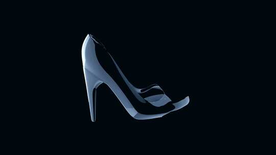 黑色背景灰姑娘概念3d上的水晶或玻璃拖鞋