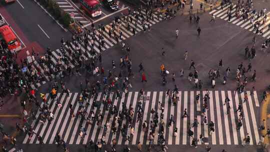 城市十字路口川流不息的人群