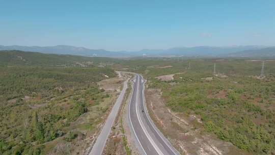 公路，无人机，道路，山脉