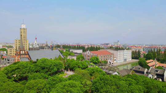 上海影视乐园，上海松江车墩影视城4K航拍视频素材模板下载