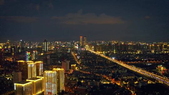 昆明碧鸡名城楼顶航拍昆明城市夜景