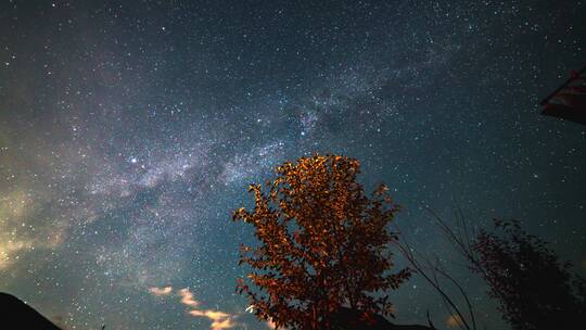 川西高原带前景银河星空延时视频视频素材模板下载