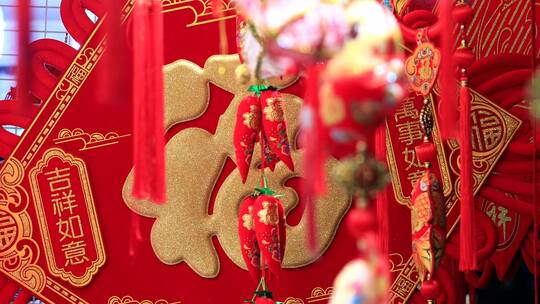春节元宵节喜庆红色挂件视频素材模板下载
