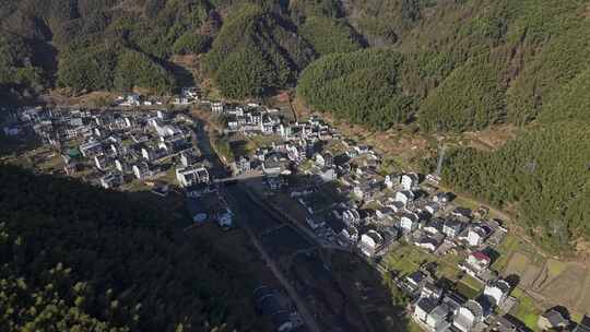 安徽皖南休宁大阜村山区农村建筑航拍