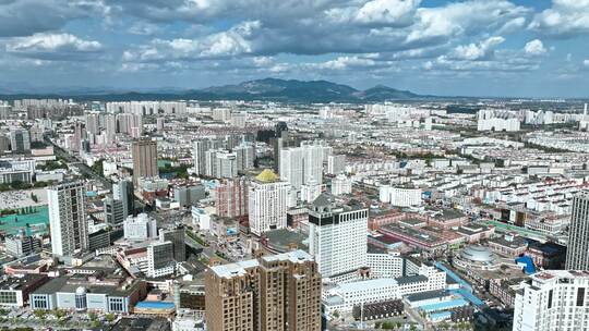 航拍秦皇岛海港区城市风光