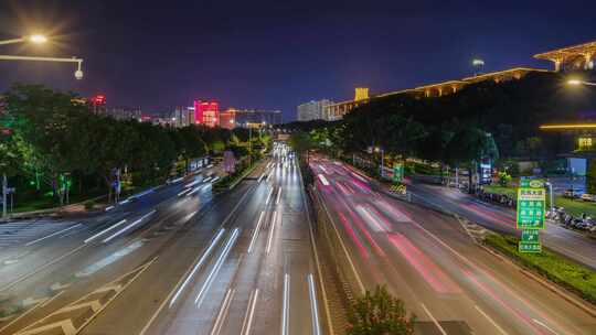 城市道路交通晚高峰 高速公路车流夜景延时