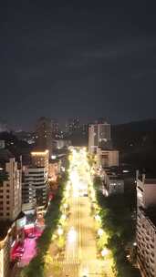 竖版航拍四川自贡夜景自贡城市风光